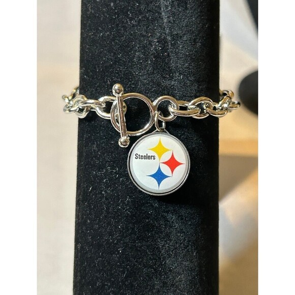 NFL Pittsburgh Steelers Silver Tone Charm Bracelet - Picture 1 of 3